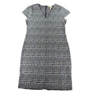 Michael Michael Kors Black White Plaid Knit Sheath Dress XL Short Sleeve‎ Career